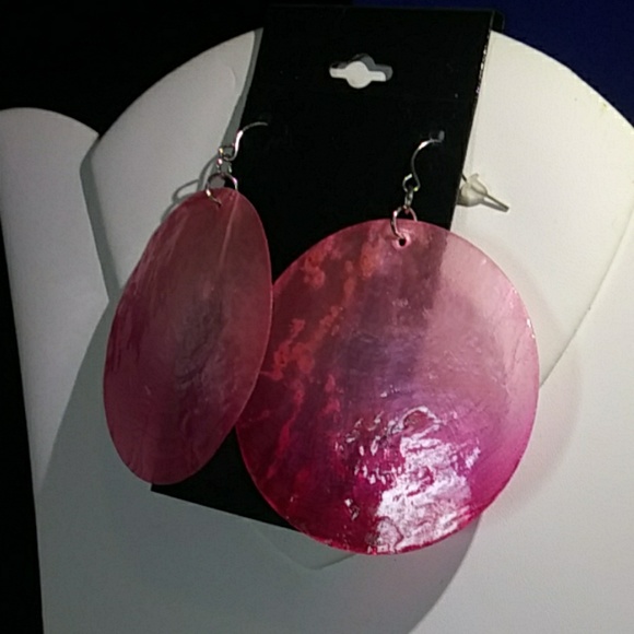 Delicate Fuchsia Convex Cylindrical Earrings NWT - Picture 2 of 2